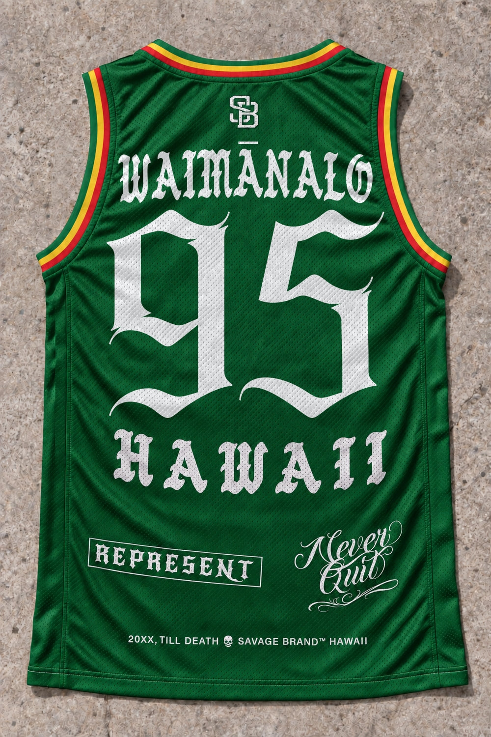 Waimanalo 95 Jersey Tank Rasta - Back