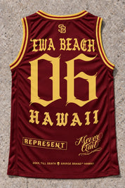 Ewa Beach 06 Jersey Tank Red & Gold - Back