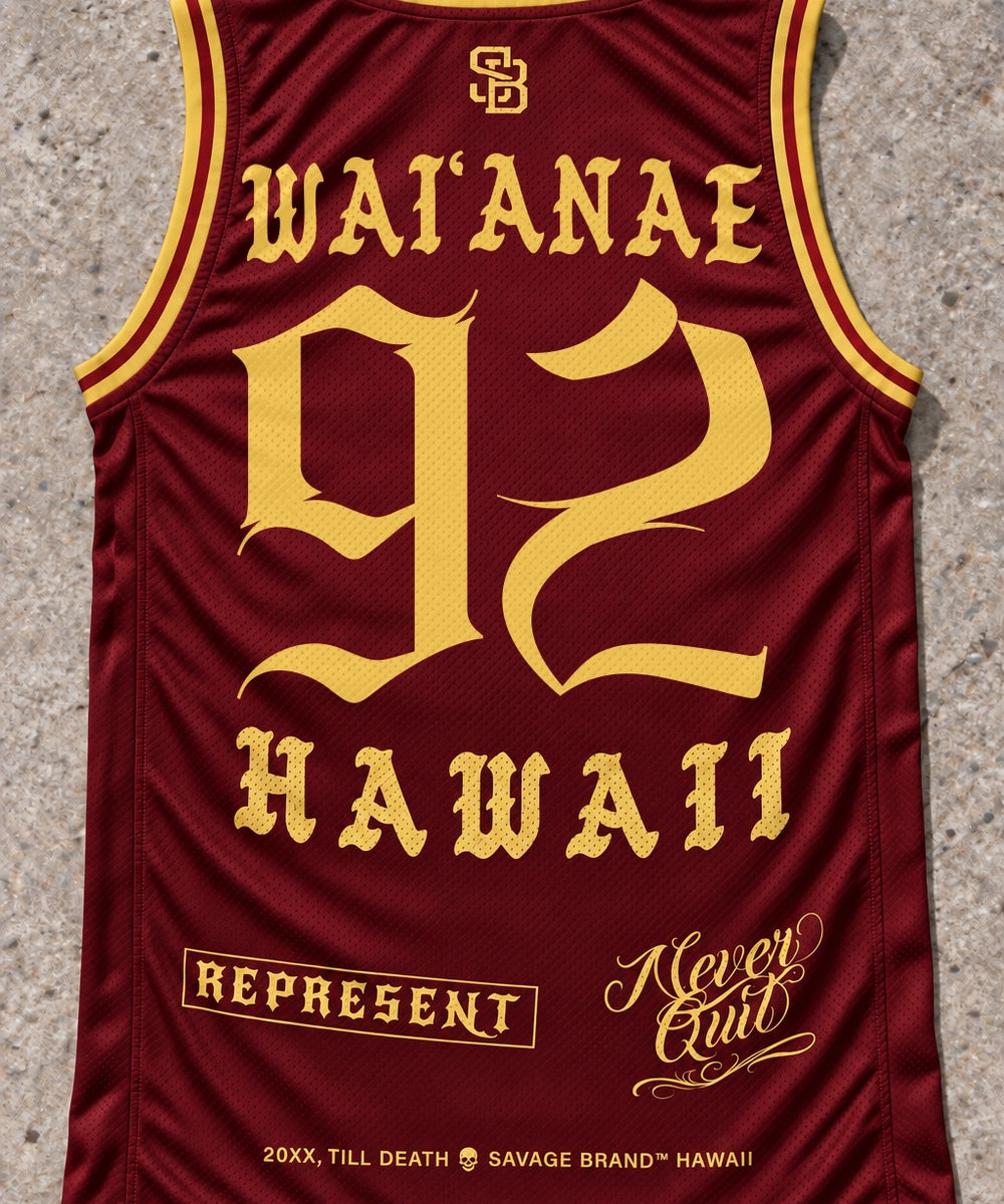 Waianae 92 Jersey Tank Red & Gold - Back