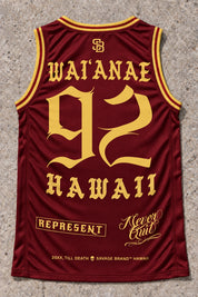 Waianae 92 Jersey Tank Red & Gold - Back