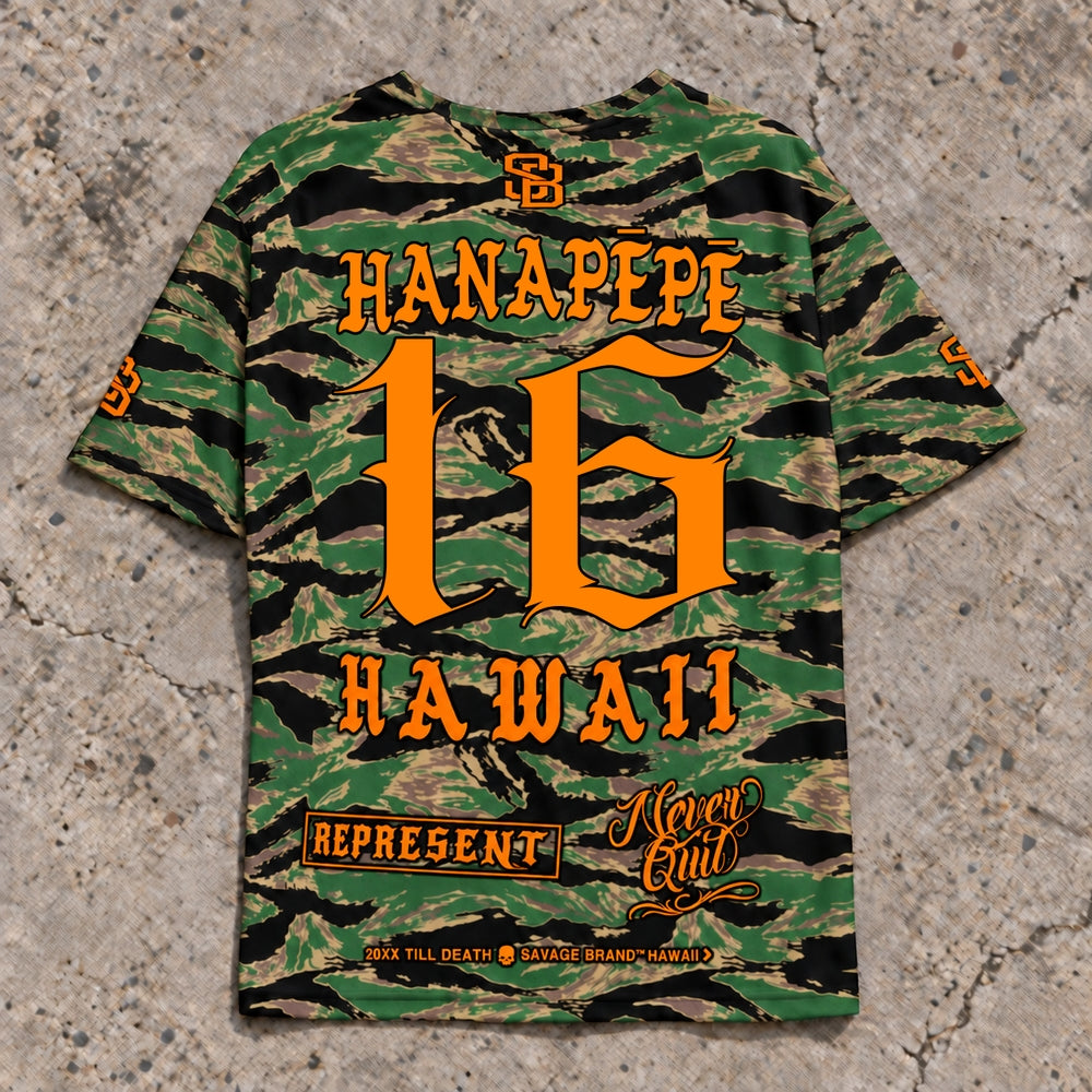 Hanapepe 16 Short-Sleeve Jersey — Camo Orange — Back flat lay