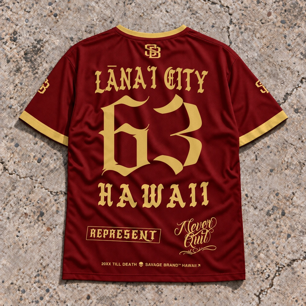 Lanai City 63 Short-Sleeve Jersey Red & Gold - Back
