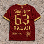 Lanai City 63 Short-Sleeve Jersey Red & Gold - Back