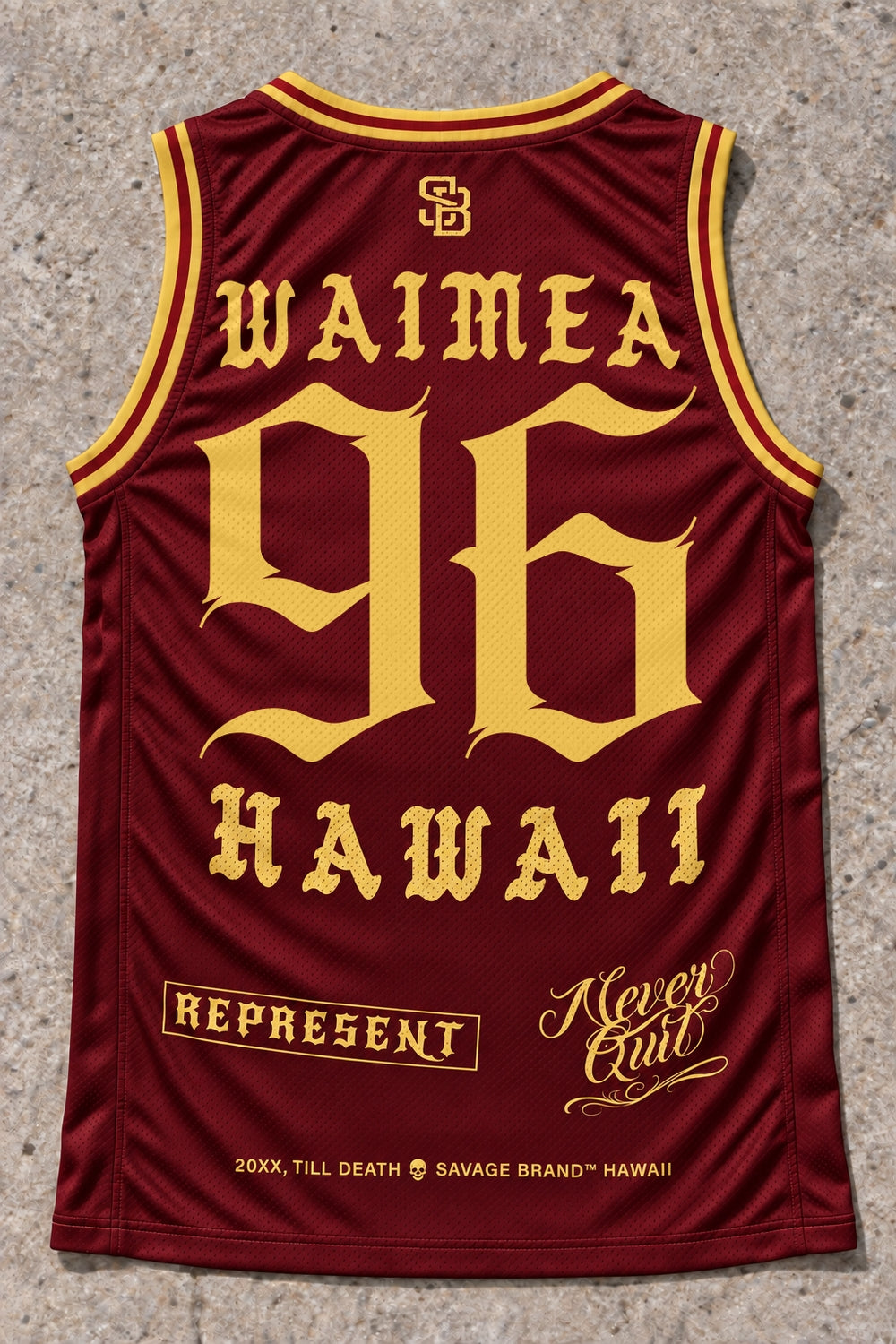 Waimea 96 Jersey Tank Red & Gold - Back