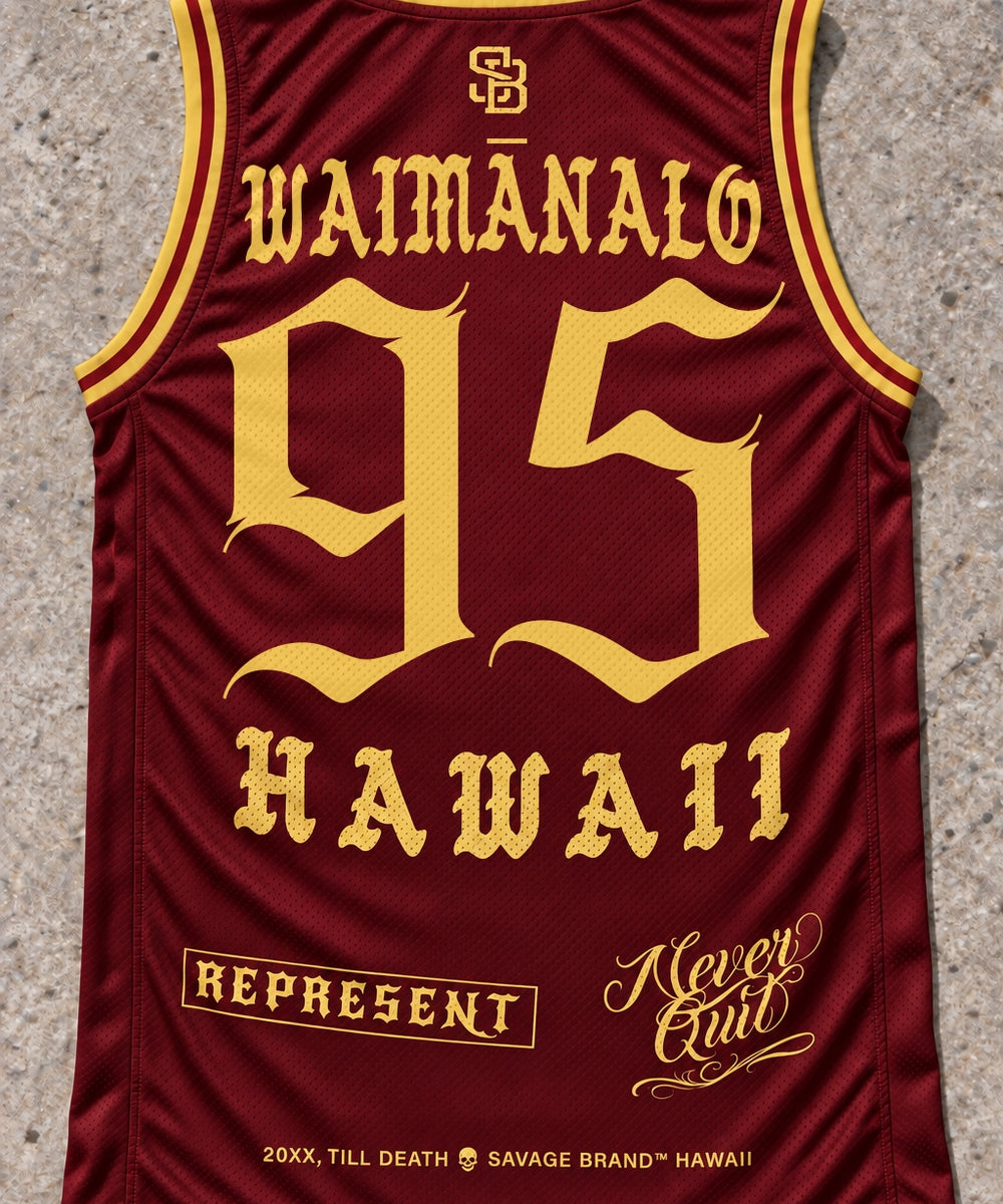 Waimanalo 95 Jersey Tank Red & Gold - Back