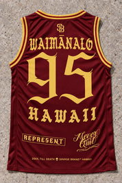 Waimanalo 95 Jersey Tank Red & Gold - Back