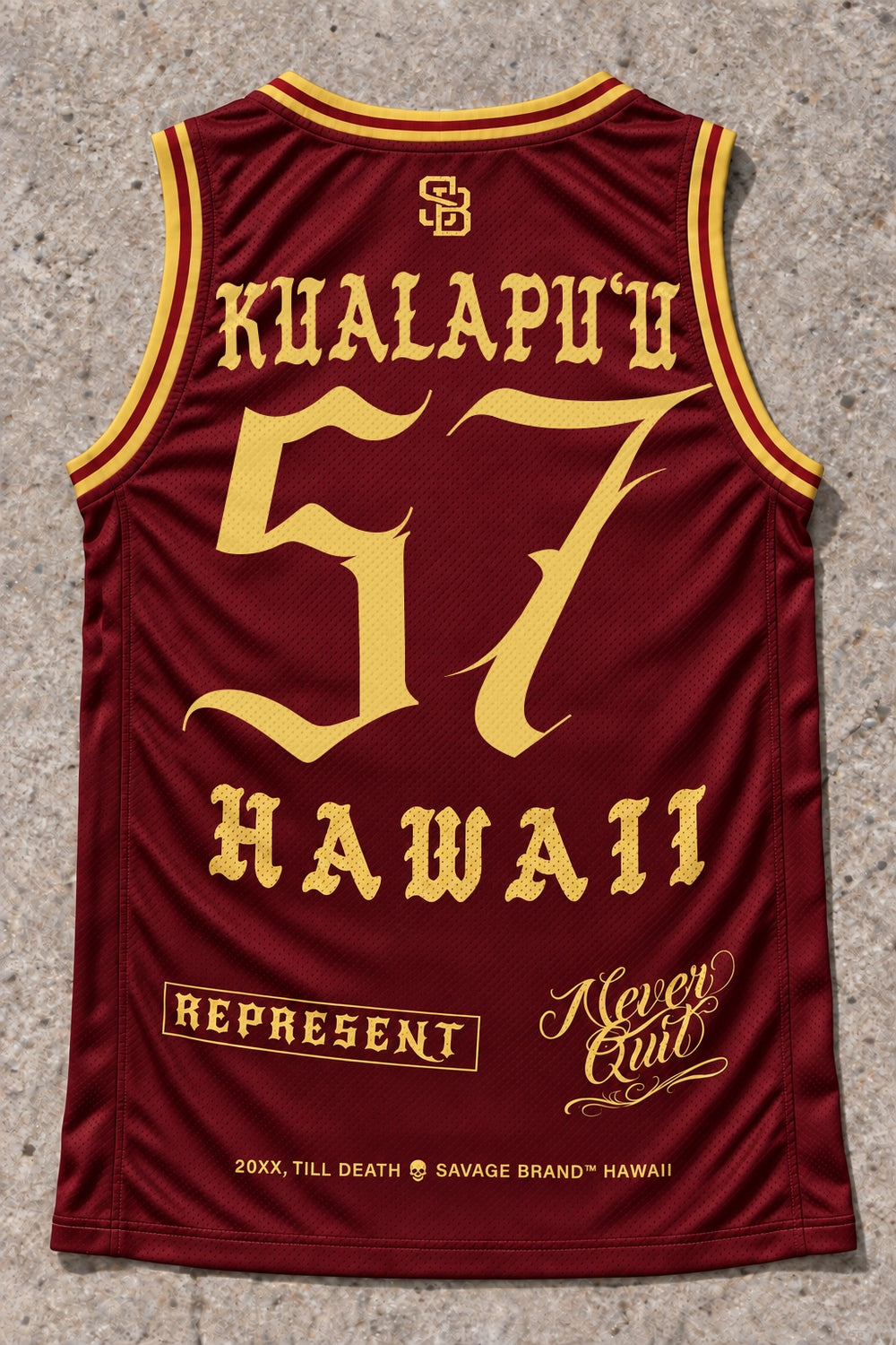 Kualapuu 57 Jersey Tank Red & Gold - Back