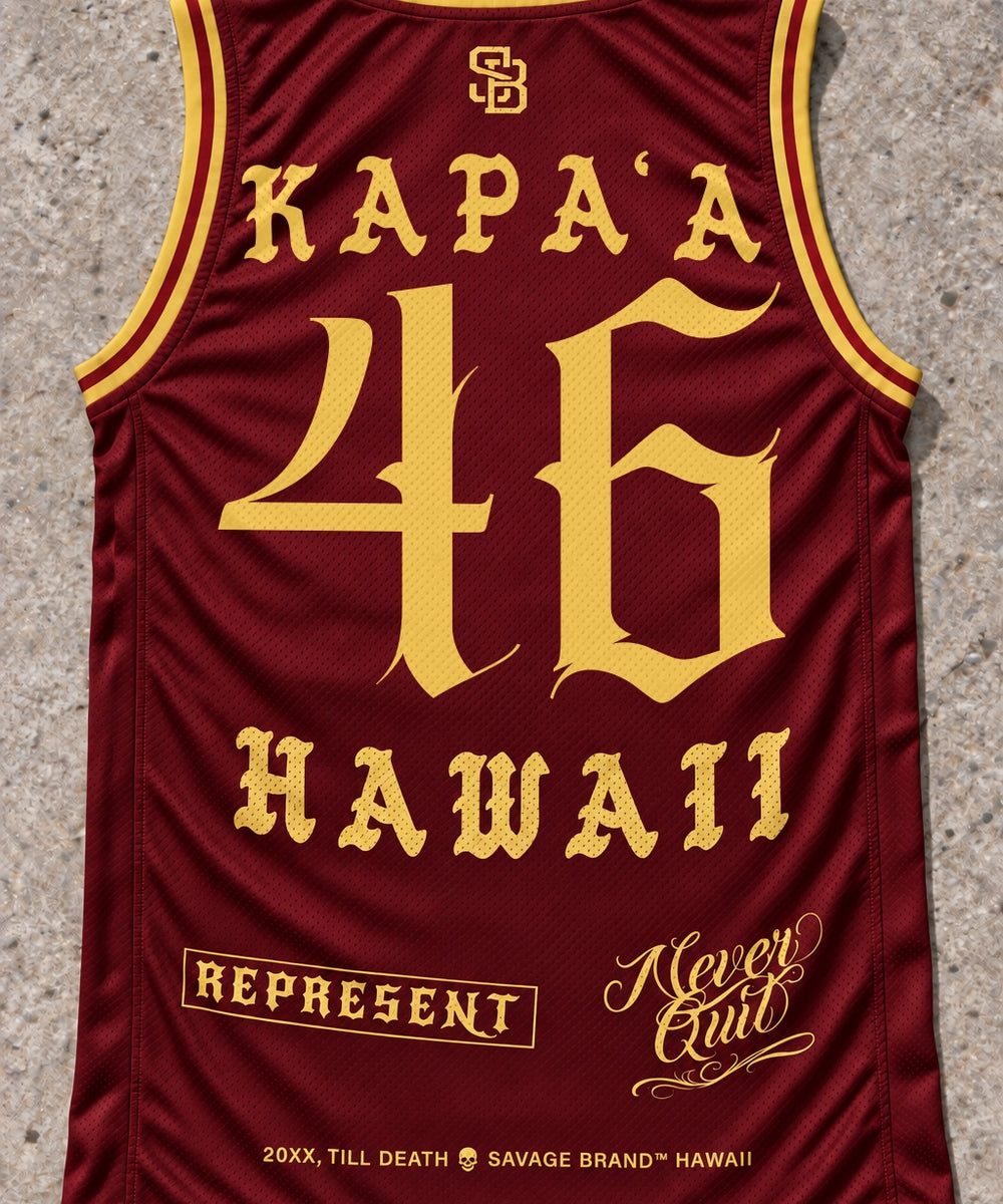 Kapaa 46 Jersey Tank Red & Gold - Back