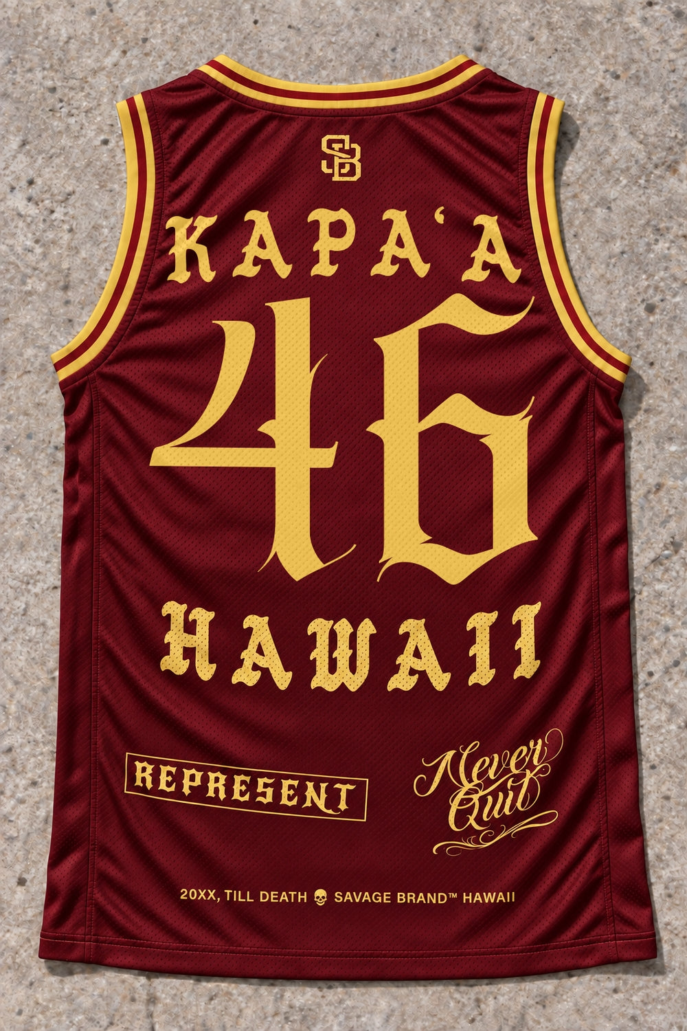 Kapaa 46 Jersey Tank Red & Gold - Back