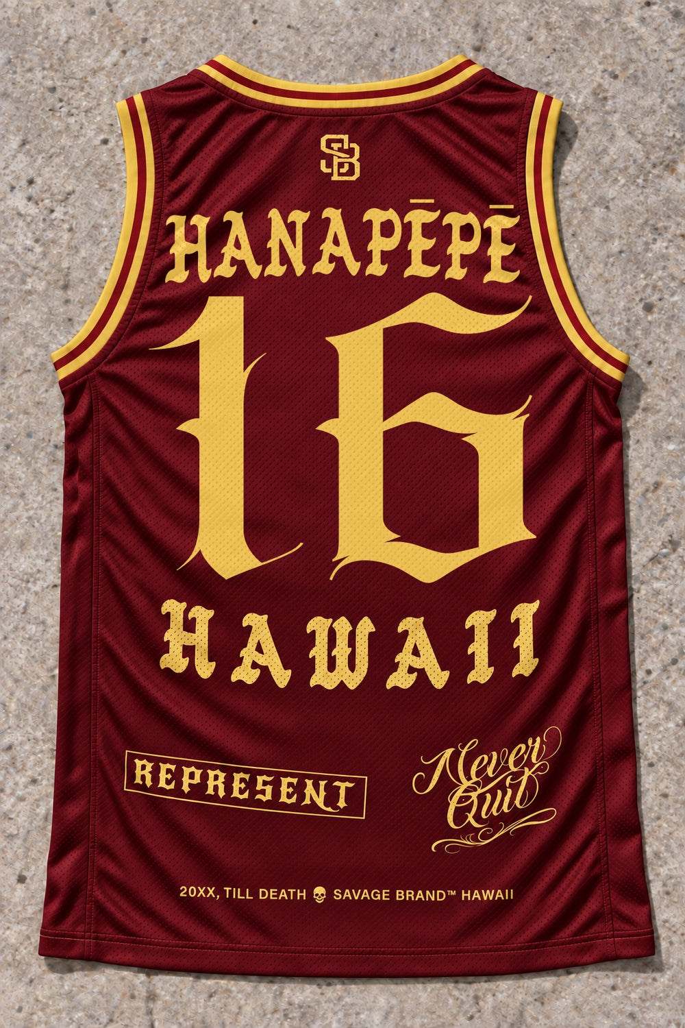 Hanapepe 16 Jersey Tank Red & Gold - Back