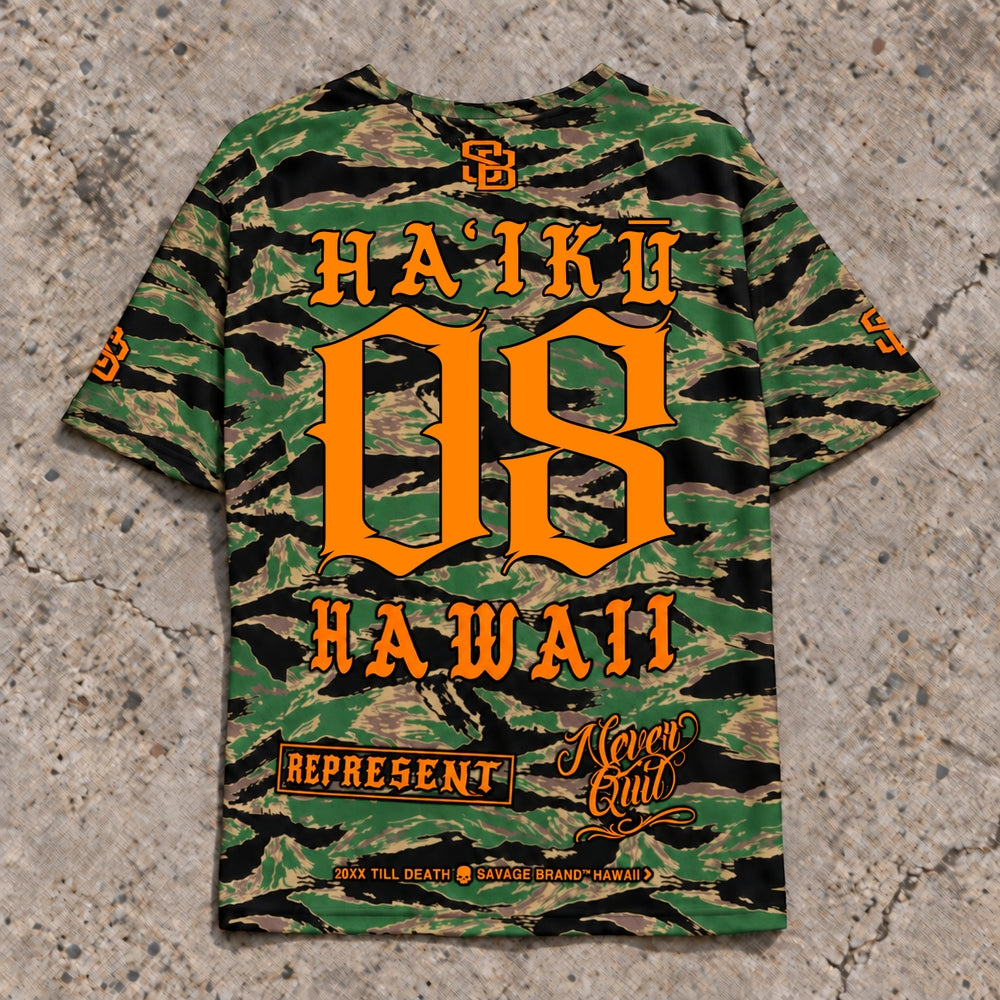 Haiku 08 Short-Sleeve Jersey — Camo Orange — Back flat lay