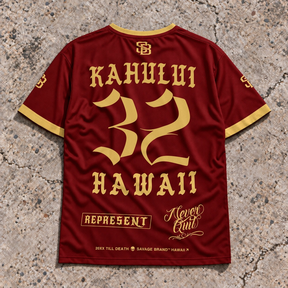 Kahului 32 Short-Sleeve Jersey Red & Gold - Back