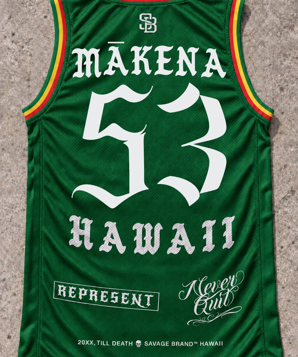 Mākena 53 Jersey Tank — Rasta — back view