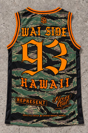 Wai Side 93 Jersey Tank — Camo Orange — Back flat lay