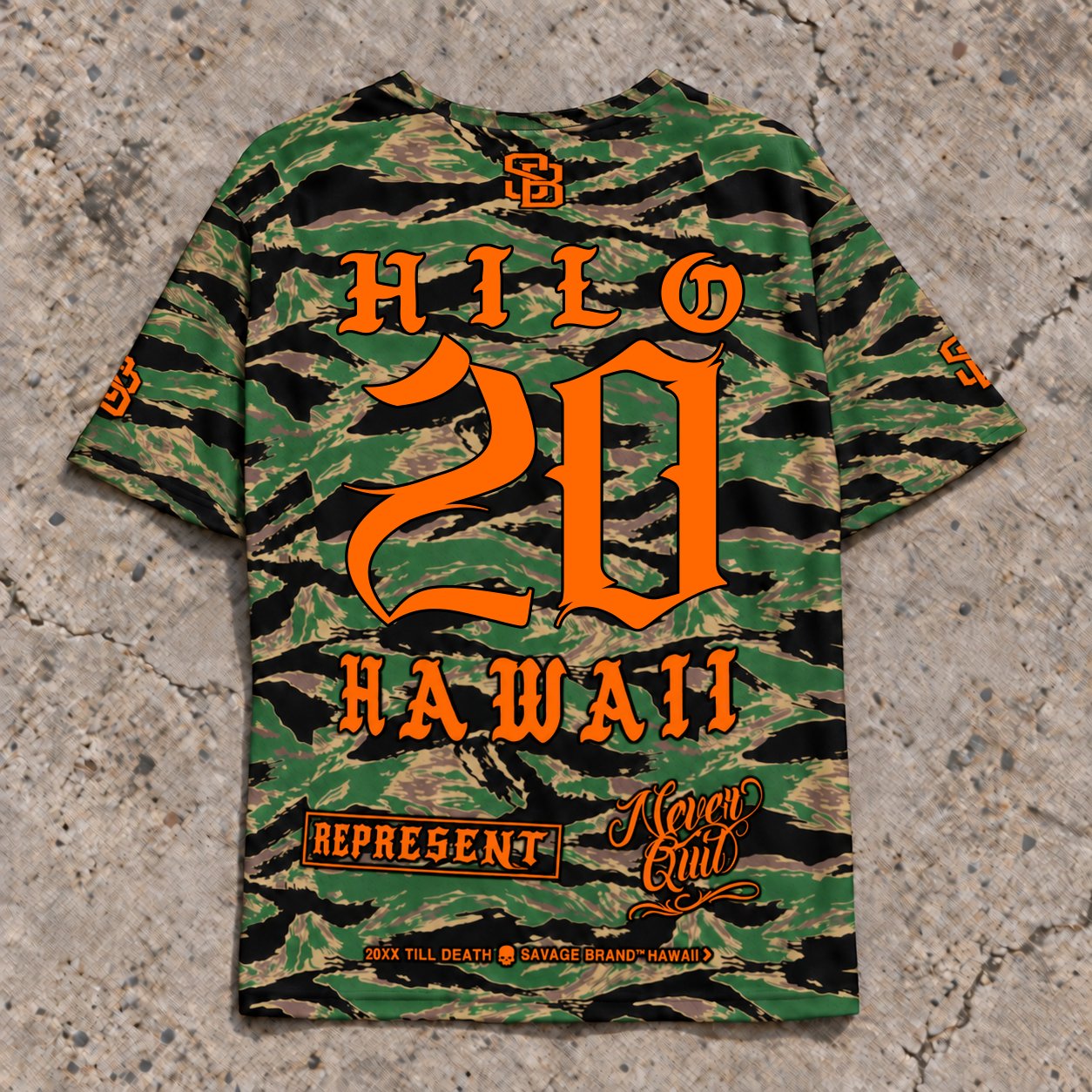 Hilo 20 Short-Sleeve Jersey — Camo Orange — Back flat lay