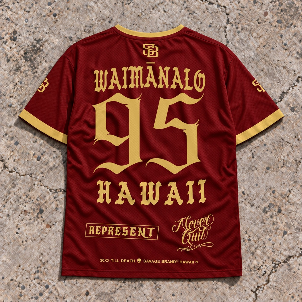 Waimanalo 95 Short-Sleeve Jersey Red & Gold - Back