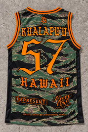 Kualapuu 57 Jersey Tank — Camo Orange — Back flat lay
