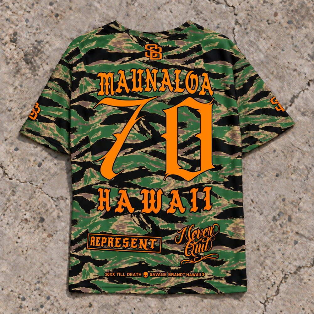 Maunaloa 70 Short-Sleeve Jersey — Camo Orange — Back flat lay