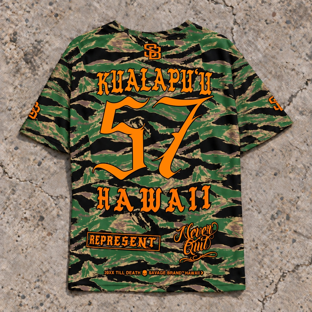 Kualapuu 57 Short-Sleeve Jersey — Camo Orange — Back flat lay