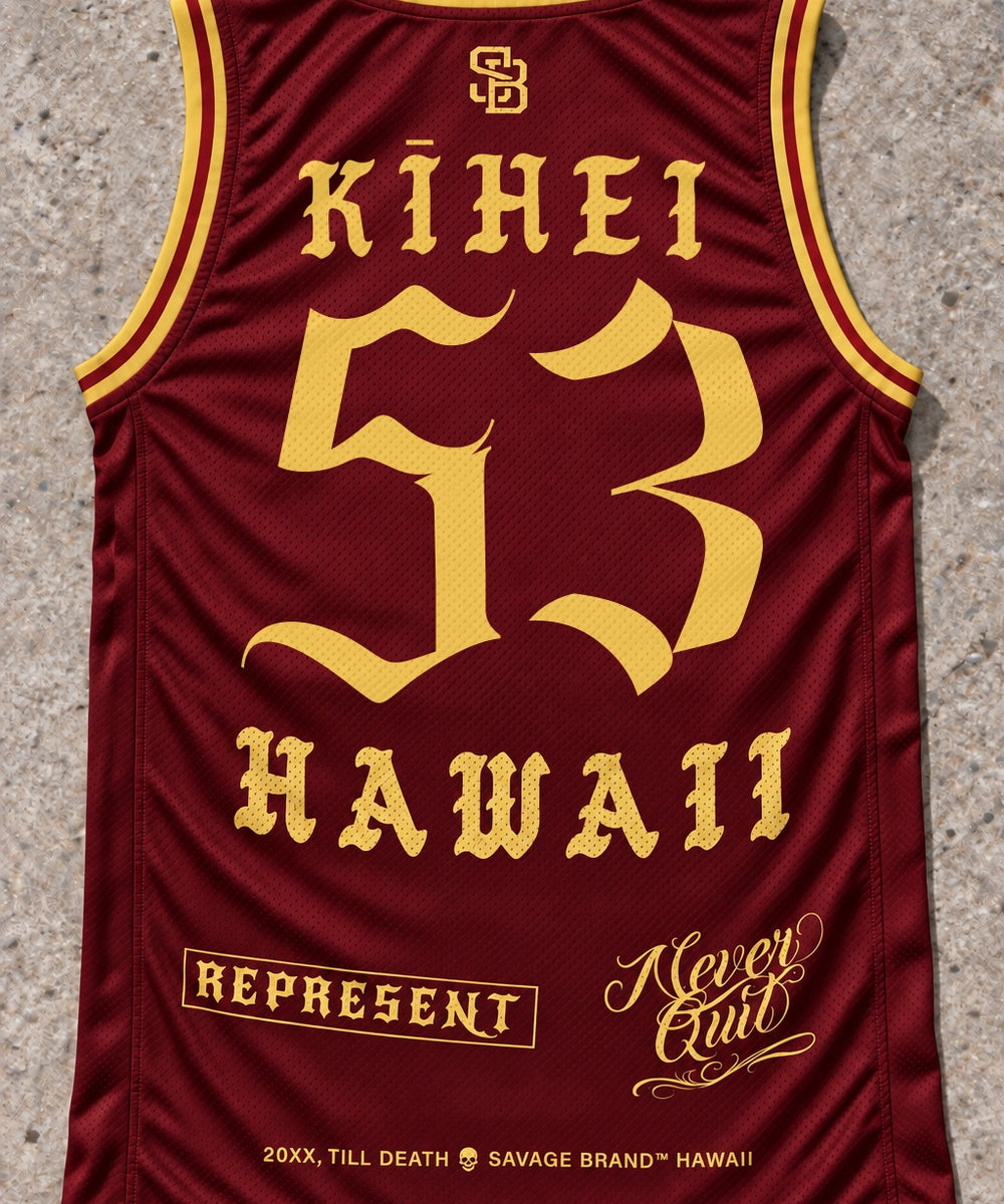 Kihei 53 Jersey Tank Red & Gold - Back