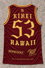 Kihei 53 Jersey Tank Red & Gold - Back