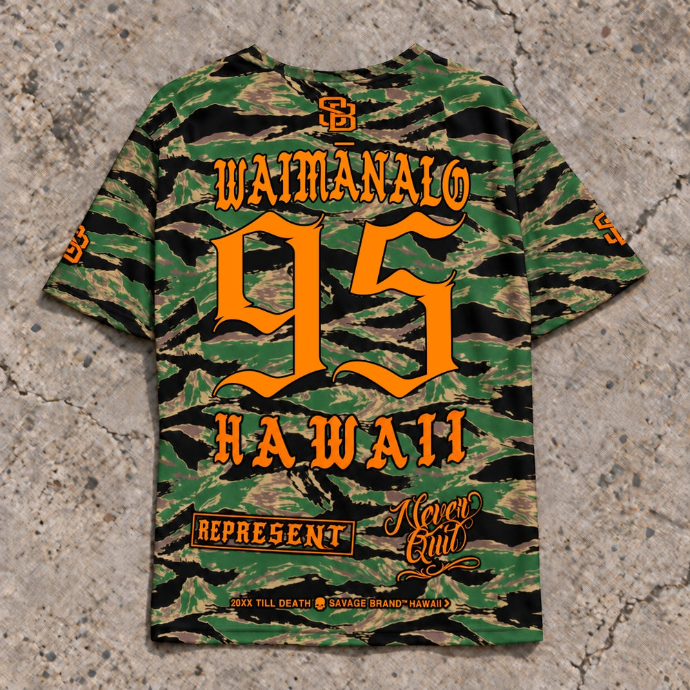 Waimanalo 95 Short-Sleeve Jersey — Camo Orange — Back flat lay