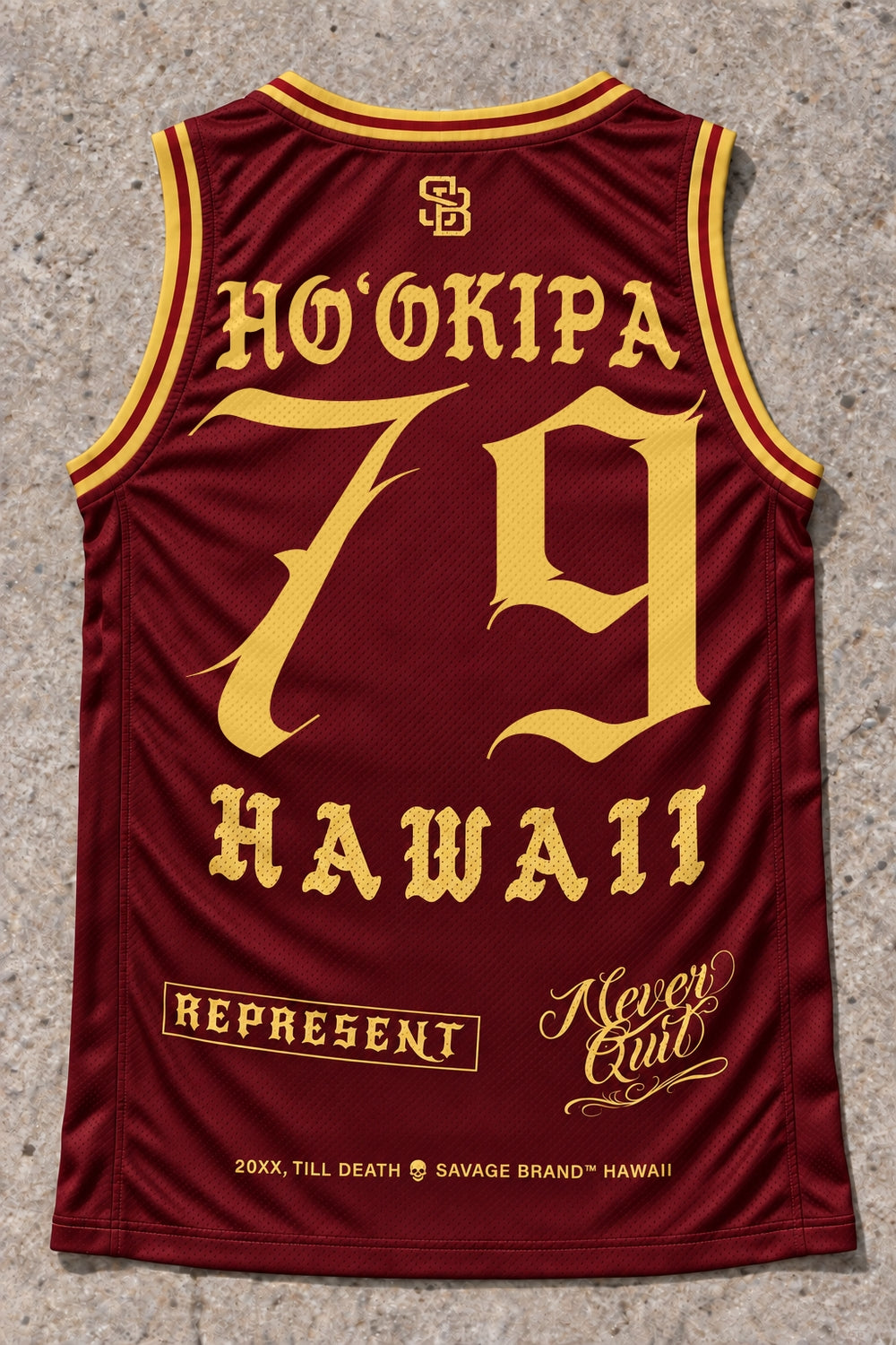 Hookipa 79 Jersey Tank Red & Gold - Back