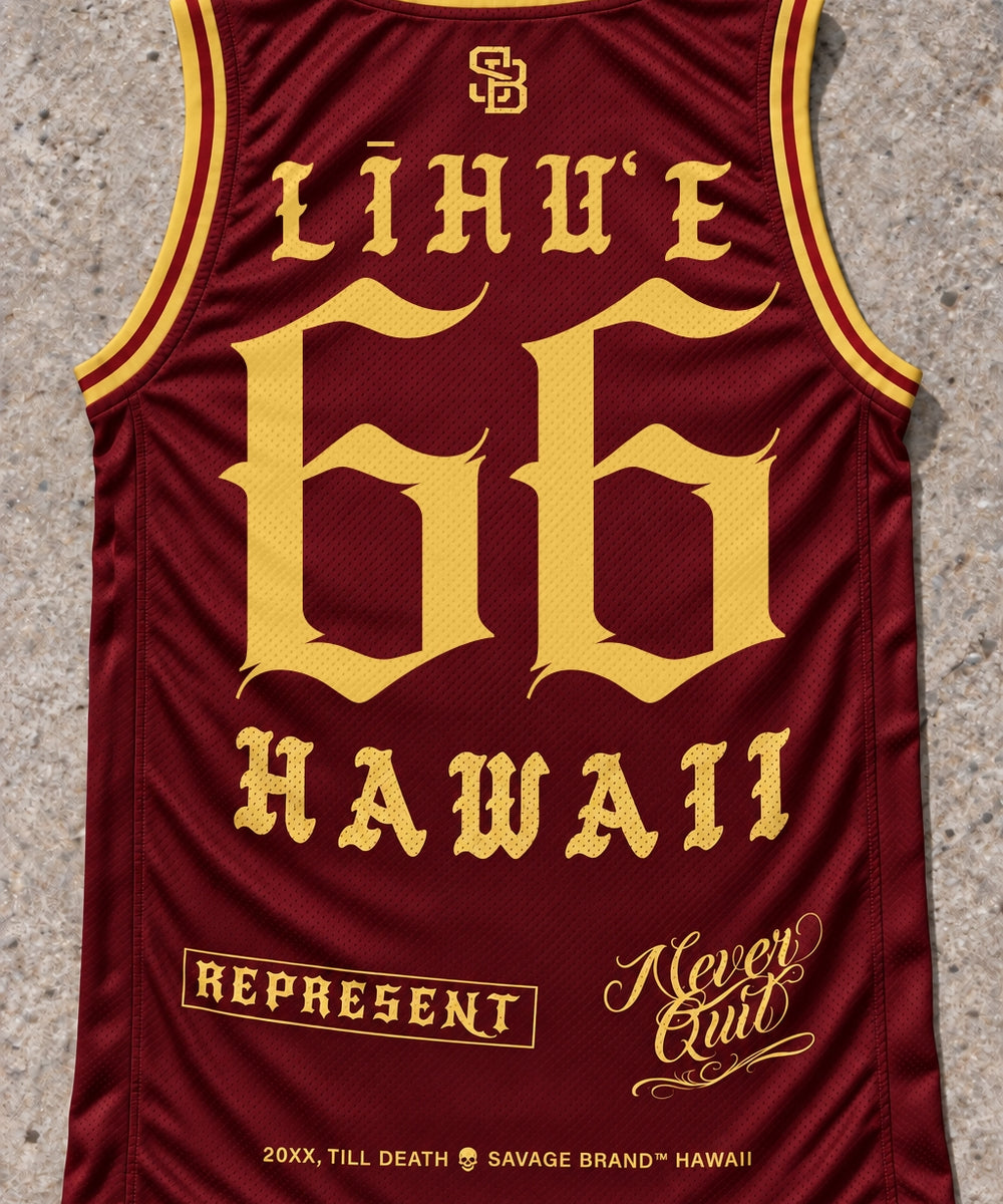 Lihue 66 Jersey Tank Red & Gold - Back