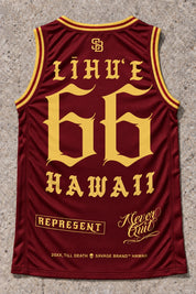 Lihue 66 Jersey Tank Red & Gold - Back