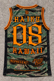 Haiku 08 Jersey Tank — Camo Orange — Back flat lay