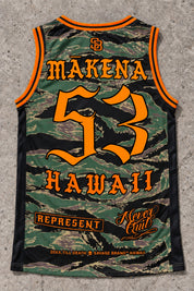 Mākena 53 Jersey Tank — Camo Orange — back view