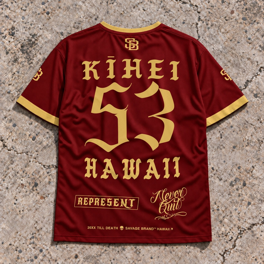 Kihei 53 Short-Sleeve Jersey Red & Gold - Back