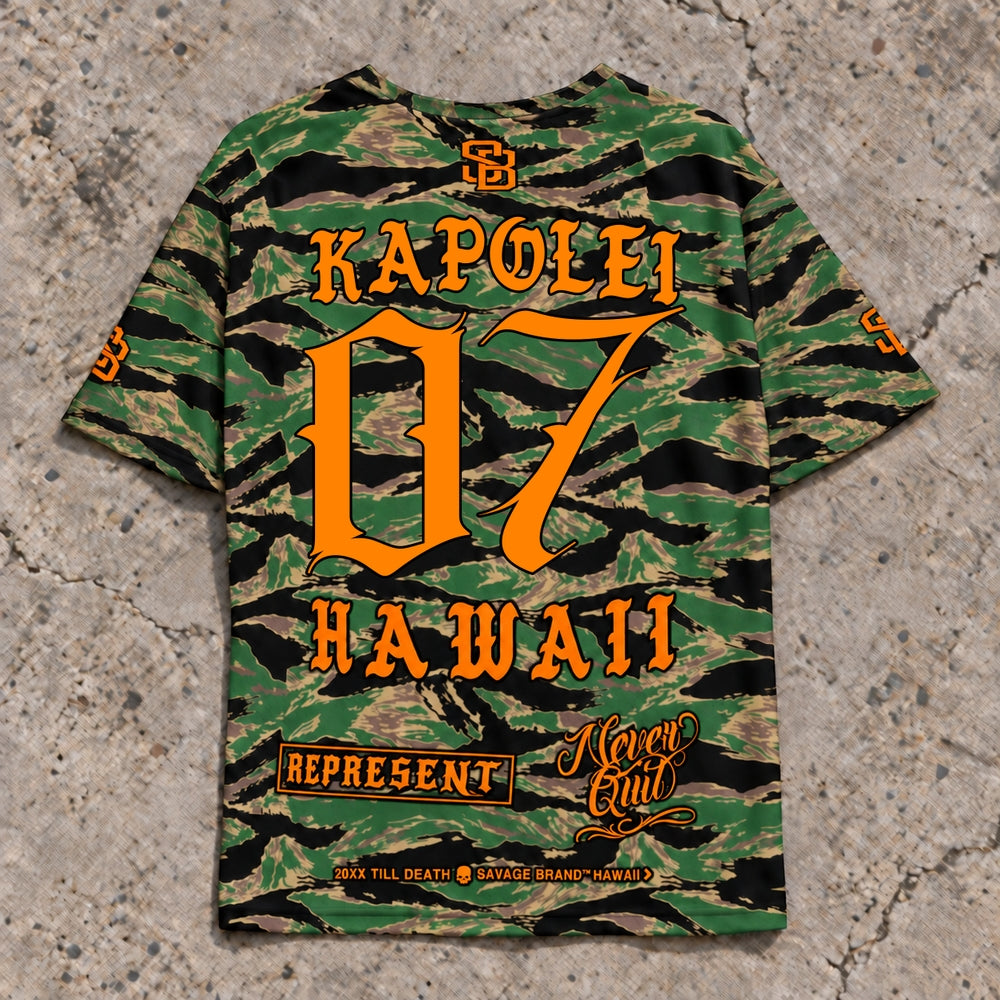 Kapolei 07 Short-Sleeve Jersey — Camo Orange — Back flat lay