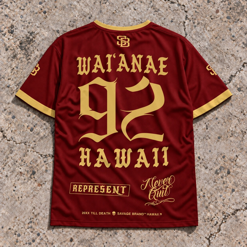 Waianae 92 Short-Sleeve Jersey Red & Gold - Back