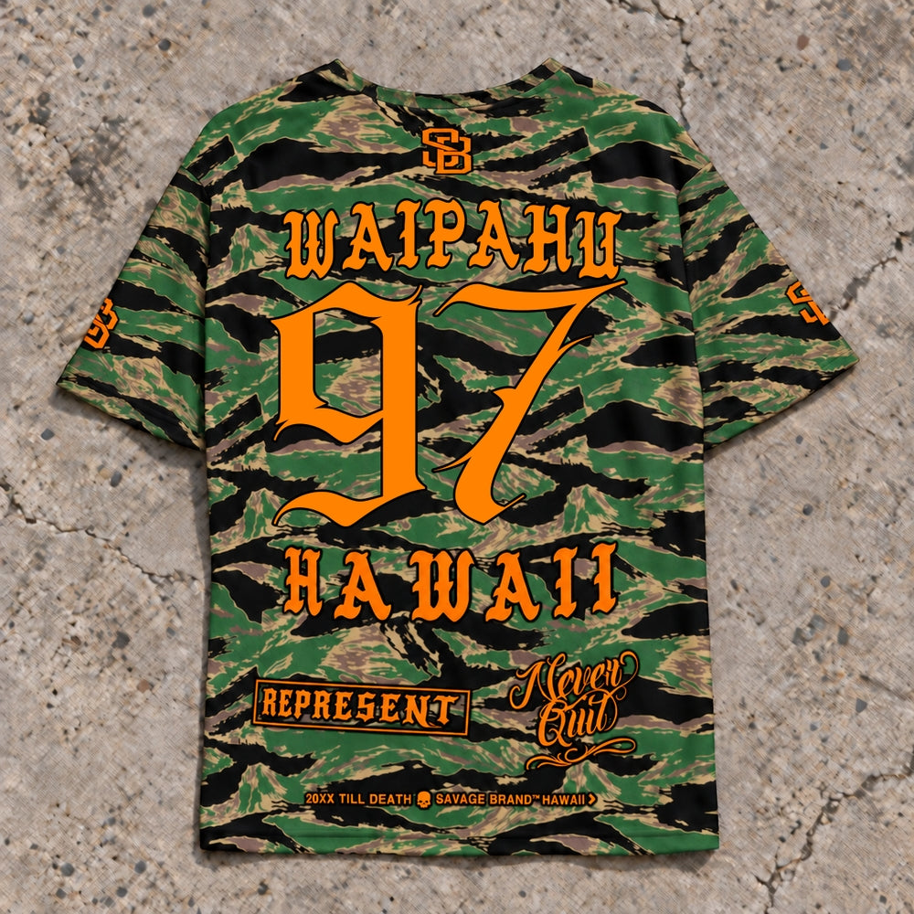 Waipahu 97 Short-Sleeve Jersey — Camo Orange — Back flat lay