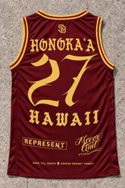 Honokaa 27 Jersey Tank Red & Gold - Back