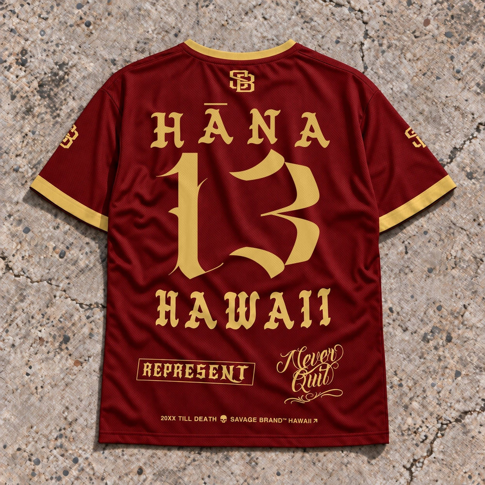 Hana 13 Short-Sleeve Jersey Red & Gold - Back