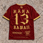 Hana 13 Short-Sleeve Jersey Red & Gold - Back