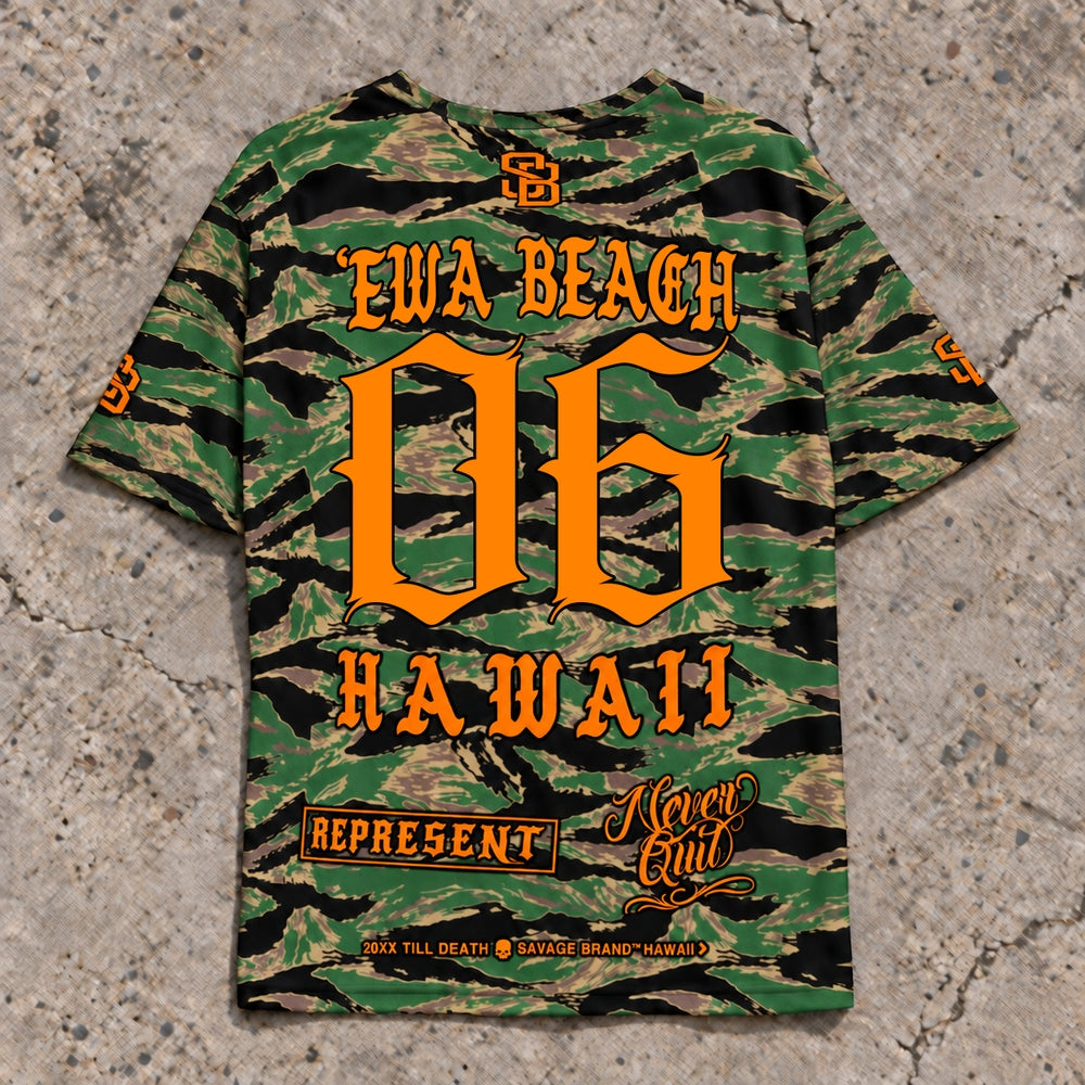 Ewa Beach 06 Short-Sleeve Jersey — Camo Orange — Back flat lay