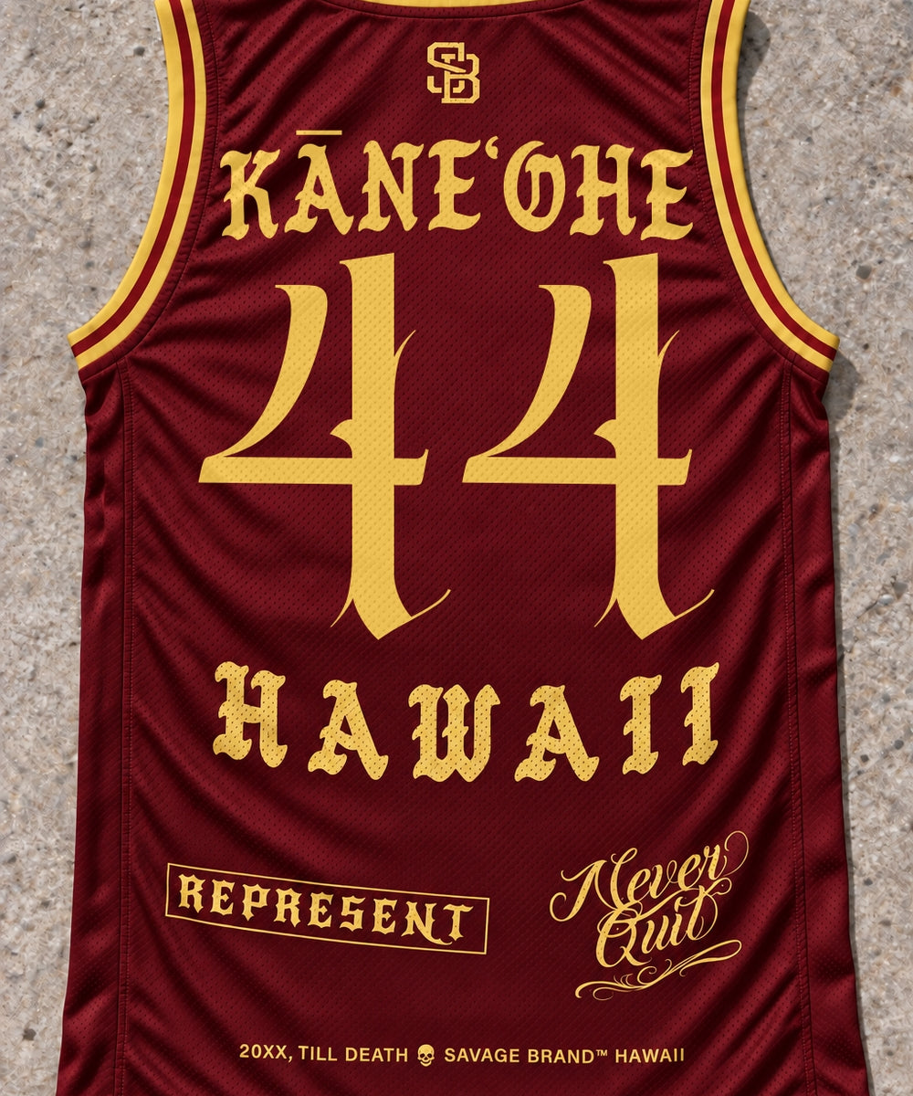 Kaneohe 44 Jersey Tank Red & Gold - Back