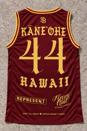 Kaneohe 44 Jersey Tank Red & Gold - Back