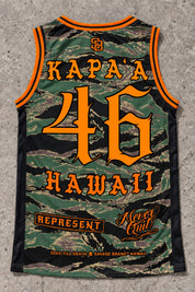 Kapaa 46 Jersey Tank — Camo Orange — Back flat lay