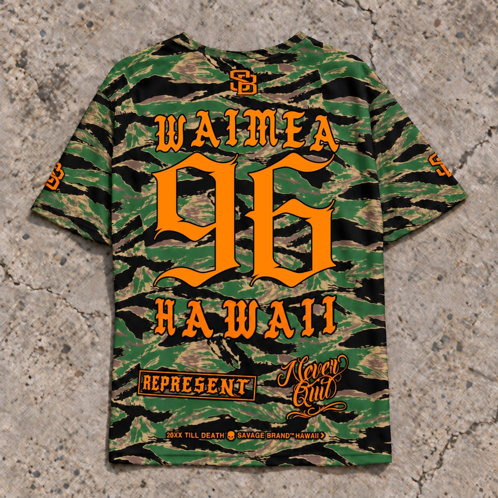 Waimea 96 Short-Sleeve Jersey — Camo Orange — Back flat lay