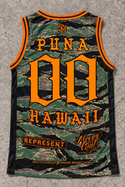 Puna 00 Jersey Tank — Camo Orange — Back flat lay