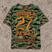 Honokaa 27 Short-Sleeve Jersey — Camo Orange — Back flat lay