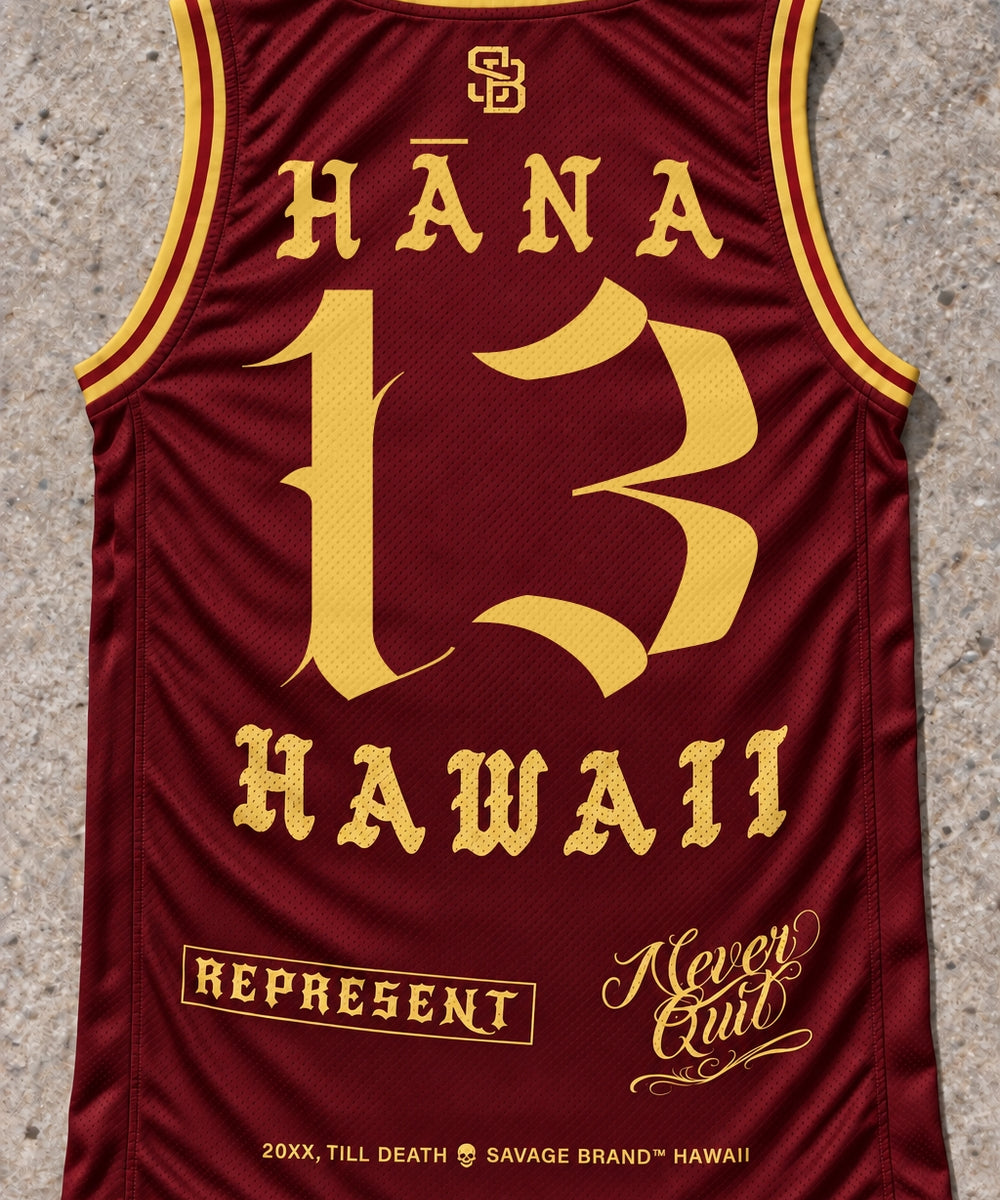 Hana 13 Jersey Tank Red & Gold - Back