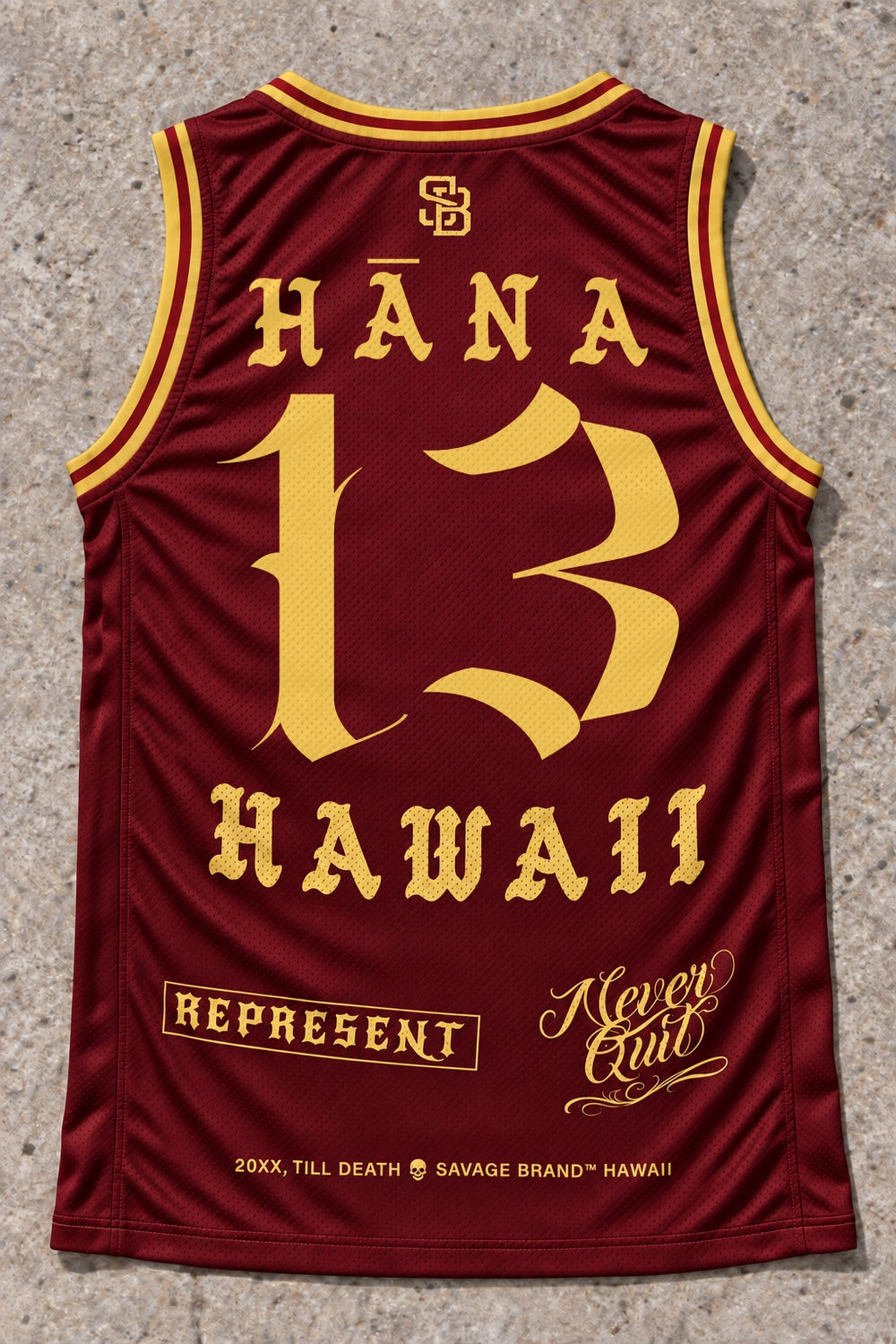 Hana 13 Jersey Tank Red & Gold - Back