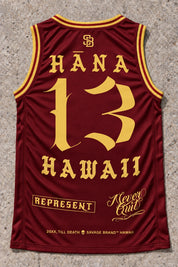Hana 13 Jersey Tank Red & Gold - Back