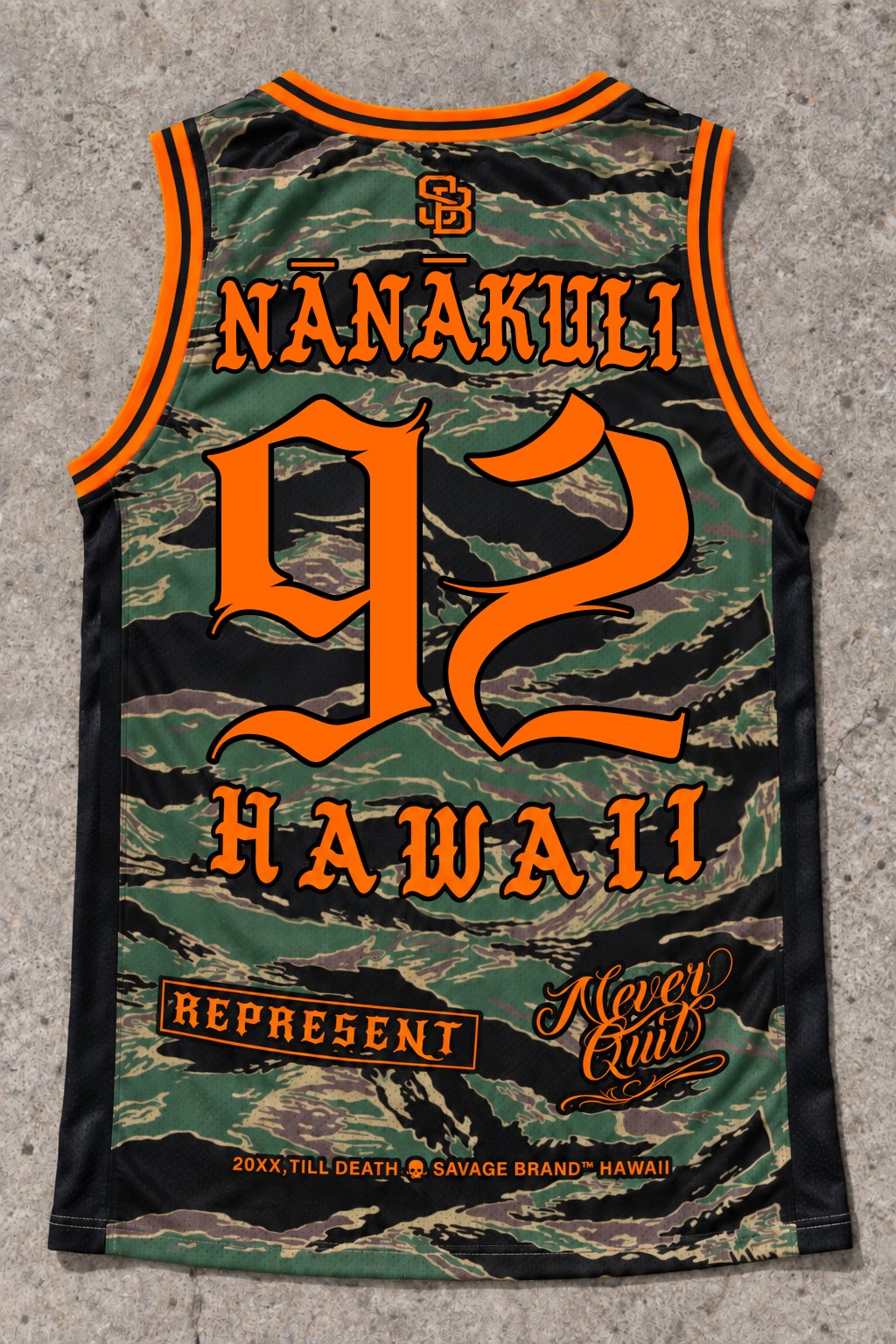 Nānākuli Camo Orange tank — back view