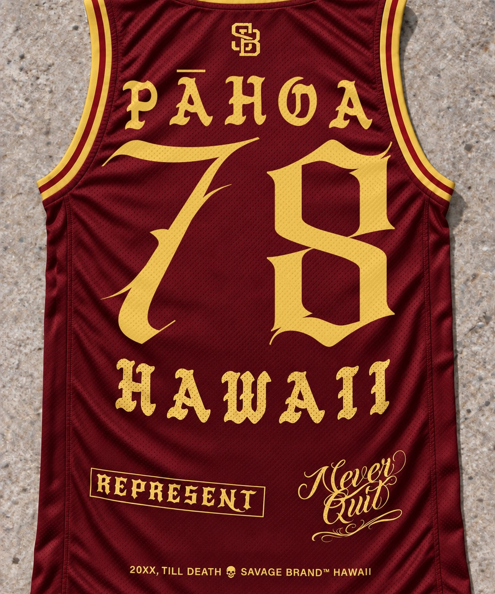 Pahoa 78 Jersey Tank Red & Gold - Back
